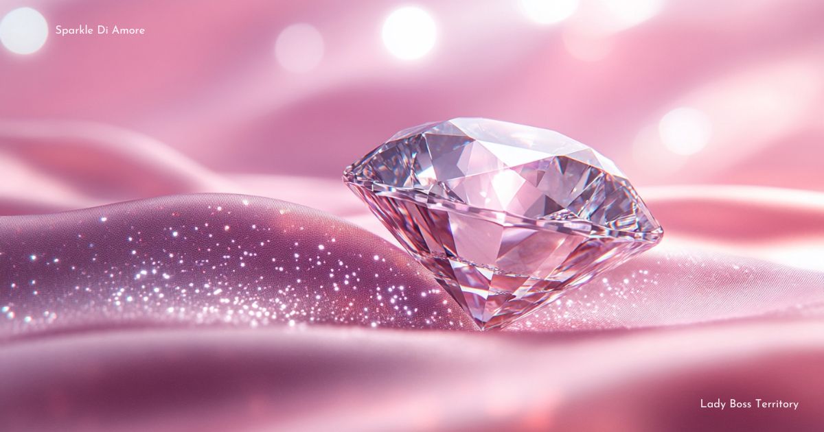 A radiant diamond shining on a pink sparkling surface, symbolizing personal and professional brilliance. Perfect representation of the "Shine Bright Like a Diamond" blog post.