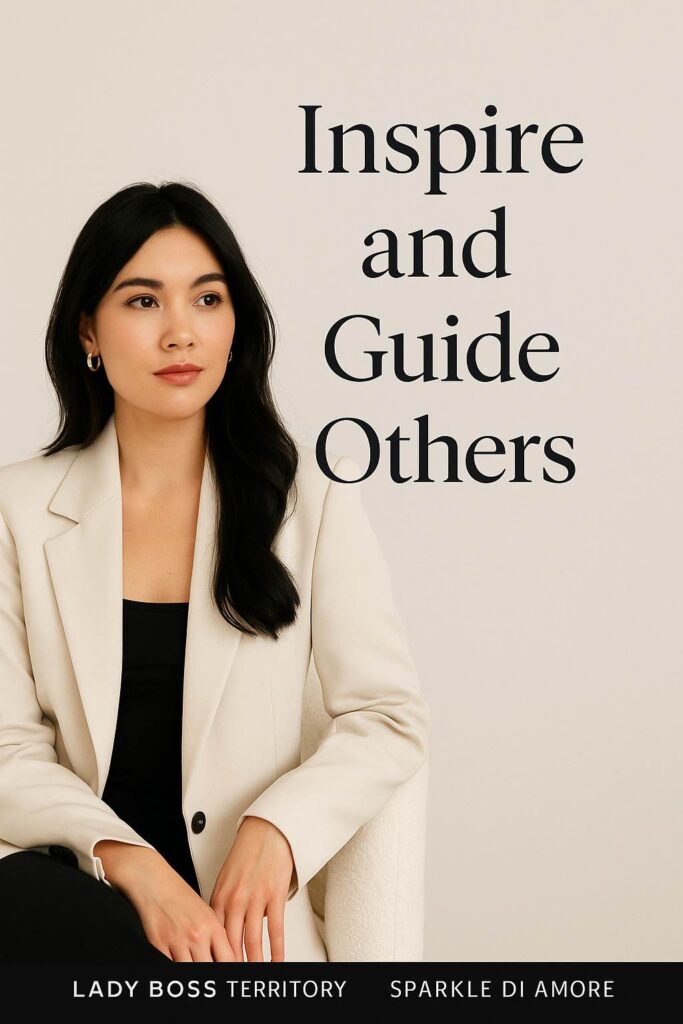 Confident professional woman in a cream blazer, sitting with poise, symbolizing leadership that inspires and guides others in business.
