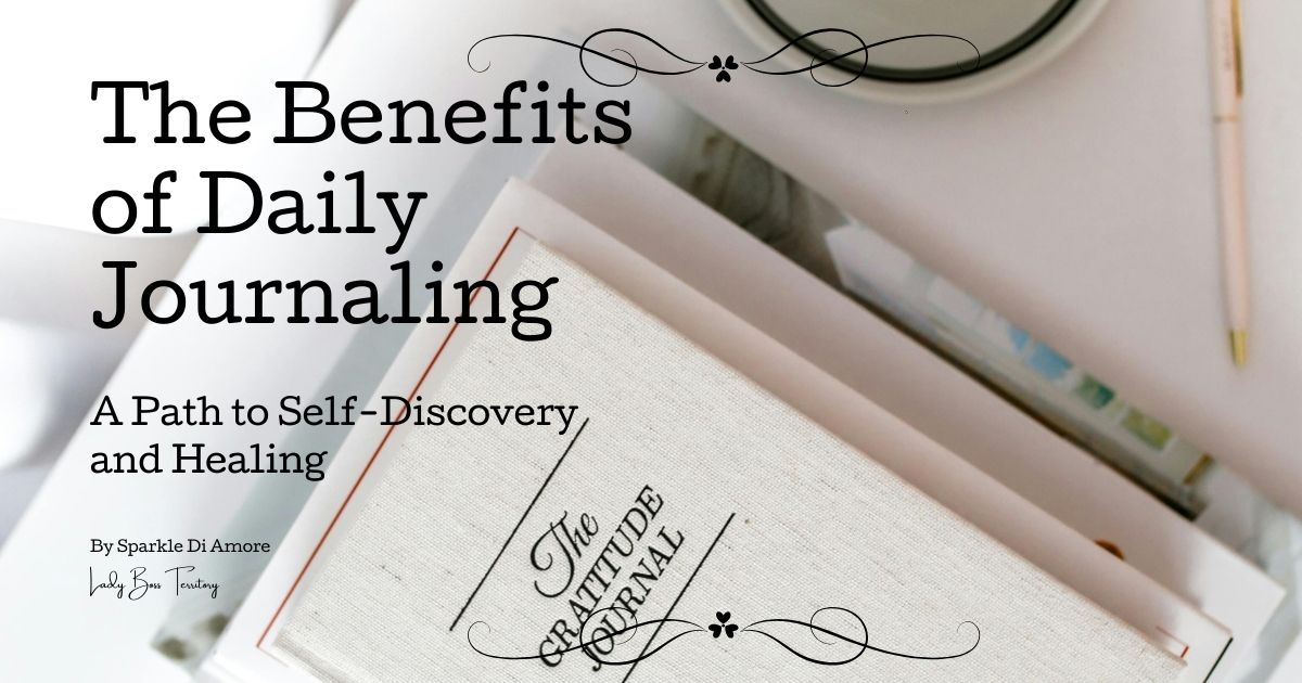 The Benefits of Daily Journaling - A Path to Self-Discovery and Healing | Elegant gratitude journal on a desk with soft lighting