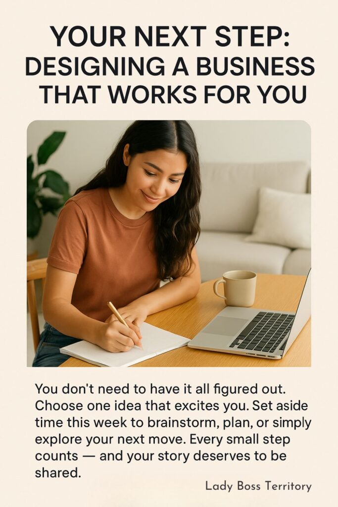 Focused woman writing business ideas in notebook beside a laptop and coffee mug at home