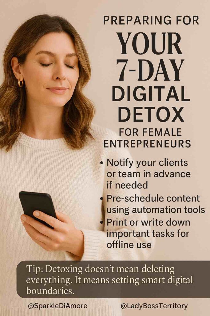 Smiling female entrepreneur with a smartphone, planning for a 7-day digital detox and setting smart digital boundaries