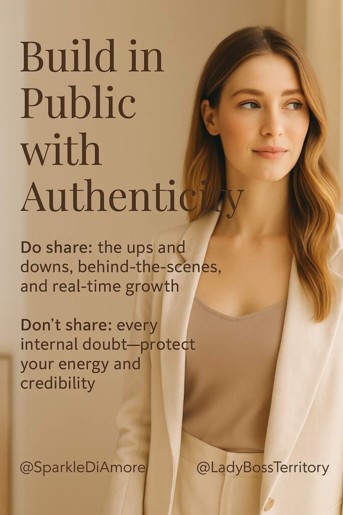 Woman showing brand authenticity while building in public before product launch