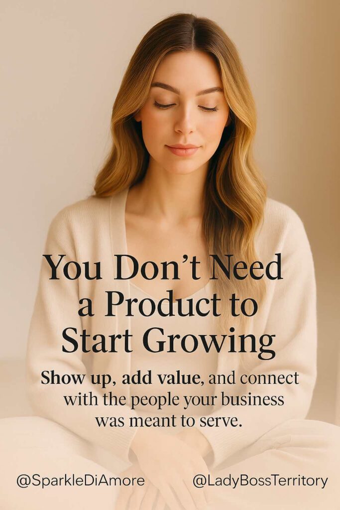 Calm female entrepreneur focused on growing an audience without a product