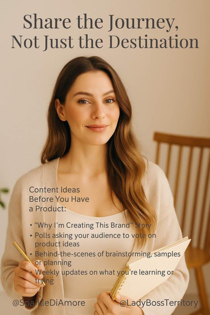 Female entrepreneur sharing her brand-building journey before product launch