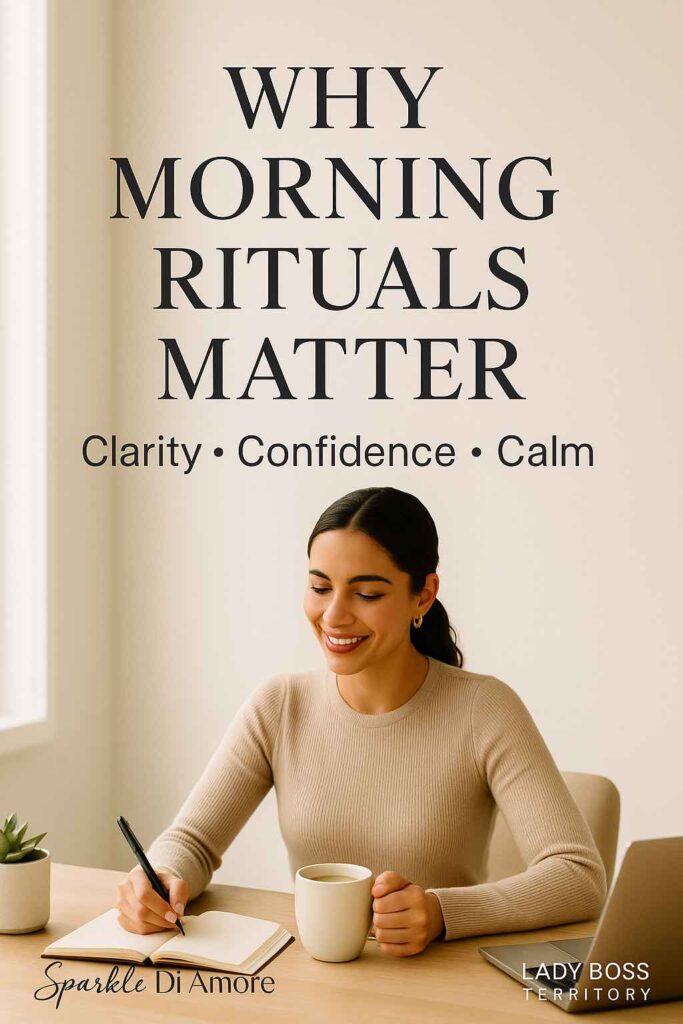 Woman journaling with coffee during a calm morning routine, representing clarity, confidence, and success habits of high-earning women.